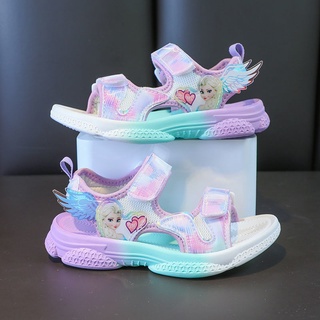 Sandalias para niña2021Nueva moda Zapatos de princesa de tamaño mediano y grande zapatos de verano para niños niña Elsa Frozen zapatos
