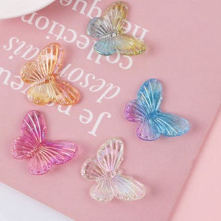 hanfang 10pcs joyería hacer encanto mariposa colgantes collar hallazgo 31.5x41x4.5mm transparente diy electroplaca material de joyería acrílico mariposa pendientes encontrar/multicolor (8)