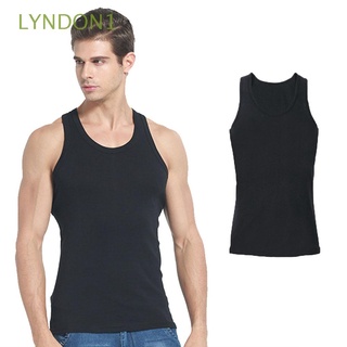 LYNDON1 chaleco sin mangas de Color sólido sin mangas camiseta Tank Top Singlets hombres verano algodón Fitness camisas/Multicolor