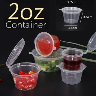 Venta al por mayor transparente alimentos 2oz salsa contenedores paquete caja tapa pequeña portátil desechable tazas de plástico transparente cajas 1Pcs