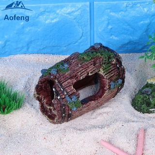 (formyhome) barril roto artificial cueva acuario tanque de peces adorno resina artesanía marrón (5)
