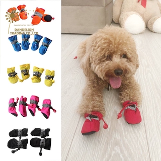 [Dandelion] 4 Unids/Set Antideslizante Cachorro Zapatos De Suela Suave Mascota Perro Impermeable Cuidado De La Pata Accesorios Para Mascotas waterproo