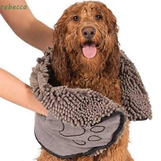 REBECCA Thicken Dog Towel Soft Pet Bath Supplies Cat Shower Towel Microfiber Super Absorbent Quick Drying with Hand Pockets Washable Breathable Cleaning Tool/Multicolor