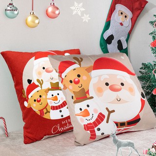 45x45cm navidad funda de almohada santa claus poliéster funda de cojín feliz año nuevo 2022 regalo de navidad hogar sofá decoración muñeco de nieve alce