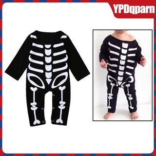 una pieza de halloween esqueleto mameluco disfraz mono bebé niños niñas juego de rol mameluco, 70/80/90/95 seleccionable