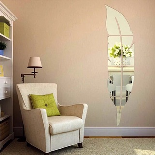 1 pza calcomanías de pared con espejo de plumas/fondo de oficina/decoración de entrada para el hogar