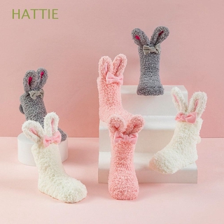 hattie nuevos calcetines de piso accesorios de ropa de felpa conejo oreja bebé calcetines regalo recién nacido navidad invierno caliente para bebé espesar/multicolor