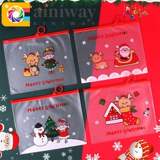 AINIWAY Kawaii Bolsa archivadora de anillo navideña coreano Alta capacidad Cartuchera Creativo Papelería para estudiantes Suministros Dibujos animados Bolsa de lapices