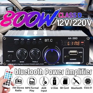 AK380 Amplificador de potencia 800W Bluetooth para el hogar, mini HIFI, amplificador de potencia de audio digital, sonido envolvente, tequila remoto (1)