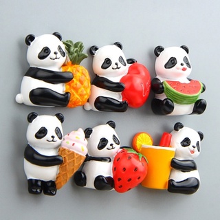 erwiopo lindo de dibujos animados Panda fruta refrigerador magnético pegatina de resina nevera decoración del hogar