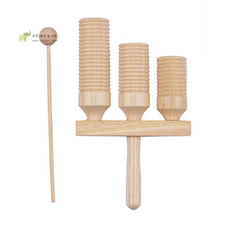 > Percussion Wood Block 3 Tone Wooden Percussion Musical Instrument Children Musical Toys with Mallet