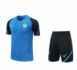 20/21 conjunto De Camiseta De fútbol Azul Inter De Mil hombres Manga corta+Shorts De la mejor calidad tailandesa