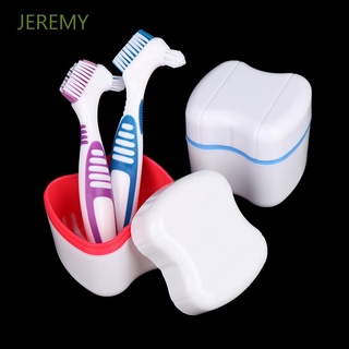 JEREMY 2 unids/Set de dentadura caja de las mujeres cepillo de dientes caso de la dentadura caja y cepillo conjunto portátil de los hombres de plástico protector bucal de higiene Oral suministros de ortodoncia retenedor Dental/Multicolor
