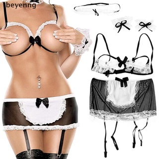 Beyenng Lace Sexy Lingerie Womens Sheer Maid Dress Underwear Babydoll Sleepwear G-string MX