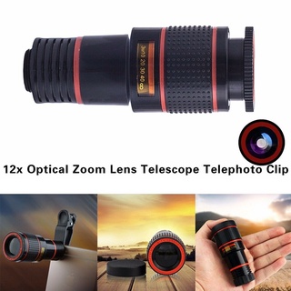Lente De Zoom Universal Para Teléfono Móvil Con Clip 12x Telescopio Óptico Teleobjetivo YxcBest (8)