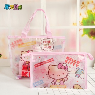 nuevos productos Hello Kitty dibujos animados lindo bolso transparente bolsa de almacenamiento bolsa de mensajero bolso de archivo bolsa de datos