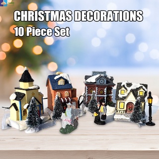 10 pzs decoración De hogar Luminosa De navidad pequeño Ornamento De Casa De santa claus set regalo Para niños