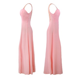 Elegante vestido de niña de mujer largo rosa cena boda vestidos de fiesta (3)