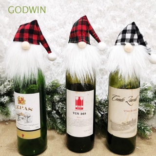godwin hecho a mano botella de vino topper mini decoraciones de navidad botella de vino cubierta lindo faceless muñeca gnome santa ropa colgante decoración de vacaciones decoración santa sombrero