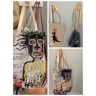 35X45cm Jacquard Shopping Bag Basquiat Graffiti Korean-StyleinsLiterary Creativity Canvas Bag2021 (1)
