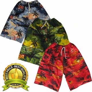 De Bali-3pcs set Hawaiian gris verde pantalones de playa rojo
