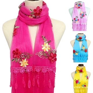 bufanda de mujer otoño e invierno nuevo largo bordado bufanda todo-partido seda bufanda bordado encaje mujer bufanda