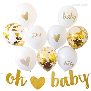 Zong "Oh Baby" globos globos oro confeti corazón globos Baby Shower decoraciones de cumpleaños