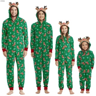 Eywsi Conjunto De Pijama con capucha con orejas De ciervo De navidad Para la familia (2)