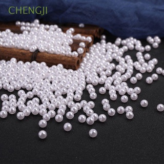 CHENGJI 50Pcs Beads Straight Hole Decoration Imitation Pearl Craft Supplies White Jewelry Making DIY Resin Round Crafts