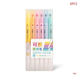 cap 6pcs Double Head Erasable Highlighter Pen Marker Pastel Liquid Chalk Fluorescent Pencil Drawing Stationery