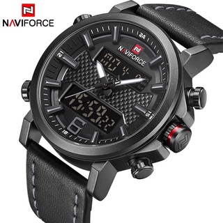Naviforce New Men 's Fashion Sports Watch Men' s Leather Waterproof quartz Watch Men 's date LED Analog Clock