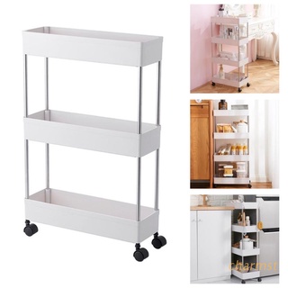 CHA 3-Tier Storage Trolley Rolling Cart Space Saving Mobile Utility Cart Organizer for Kitchen Bathroom Living Room Narrow Gaps