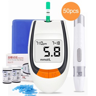 GLM-77 Medidor De Glucosa En Sangre Con 50 Tiras De Prueba Y Lancetas Kit De Glucómetro Diabético Azúcar Probador De Diabetes