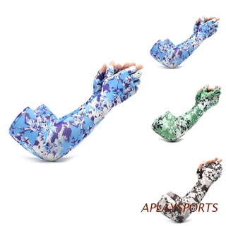 aplaysports - mangas de seda de hielo, guantes largos, protector de la cubierta al aire libre, calentador de brazos, medio dedo