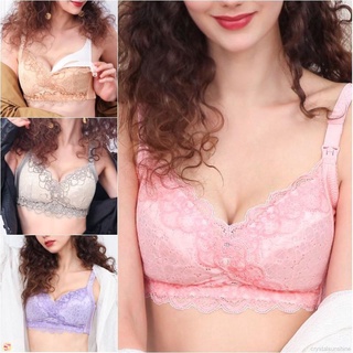 Comfortable Breathable Lace Bra Honeycomb Cup Front Buckle Pregnant Woman Breast Breastfeeding Bra :