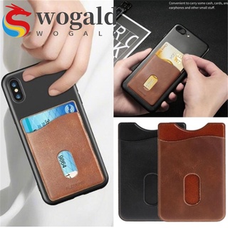 wogald nuevo teléfono móvil bolsillo universal bolsa bolsa titular de la tarjeta adhesivo adhesivo accesorio moda cuero cartera caso/multicolor