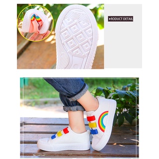 [Suge]talla 27-38 zapatos de niño luz de lona niño zapatos arco iris planas zapatos Kasut Kanak kasual (9)