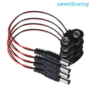 DC sweet 4 piezas 9v pp3 cable de alimentación clip de batería con identificación de 2,1 mm x 5,5 mm extremo externo de enchufe de cc