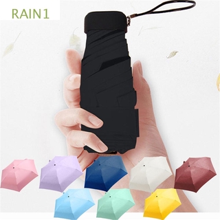 RAIN1 de doble uso Mini paraguas de viaje 5 pliegues sol paraguas bolsillo compacto revestimiento sombrilla Anti-UV portátil protector solar impermeable moda paraguas de lluvia/Multicolor