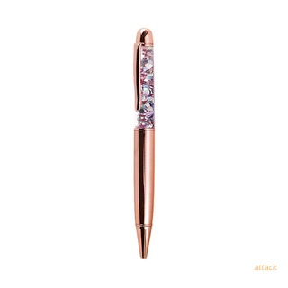 ATTACK Luxury 1.0mm Metal Bling Sequin Ballpoint Pen Signature Writing Pens Black Ink School Office Stationery Gift