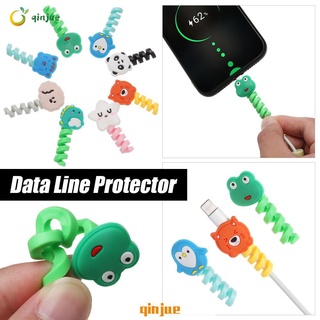 QINJUE Silicona Cable De Carga Cubierta De Dibujos Animados Protectores De Línea De Datos USB Funda Protectora Suave Winder Tubo