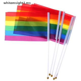 [whitemxight1 . mx] 5X Bandera De Mano Arco Iris Ondeando Gay Pride Lesbiana Paz LGBT Banner Festival