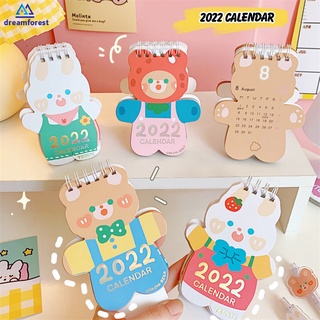 2022 Kawaii Desk Calendar Creative Mini Cute Cartoon Desktop Ornaments Animal Daily Schedule Table Planner Yearly Agenda Decor