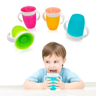 msnas baby cup baby learning - taza para beber con doble mango, tapa a prueba de fugas, mágica, para niños, taza de alimentación de agua (7)