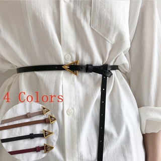 Women's Retro Dress Shirt Jacket Suit Waist Seal Triangle Buckle Belt (1)