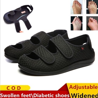 Zapatillas de hombre con ancho extra ancho ajustable, zapatillas para diabéticos y edemas, pies hinchados, zapatos para caminar, sandalias ortopédicas para interior / exterior (1)