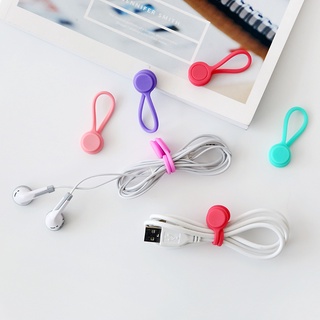 Enrollador magnético de cable de auriculares de color caramelo Mini lindo organizador de almacenamiento USB cable de datos concentrador de almacenamiento de silicona