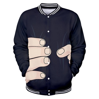 Baseball Jacket Coat Big Finger Men Hoodie Sweatshirt Pocket Button Hoodies Streewears