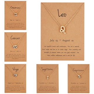 Zodiac signo 12 constelación collares colgante encanto cadena de oro gargantilla collares para mujeres joyería de cartón