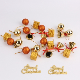 24 unids/caja surtido árbol de navidad colgante decoración/oro campanas colgante caja de regalo (6)